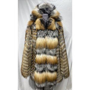 golden red + silver fox jacket/ vest natural zip off sleeves W/ Hood (116006)